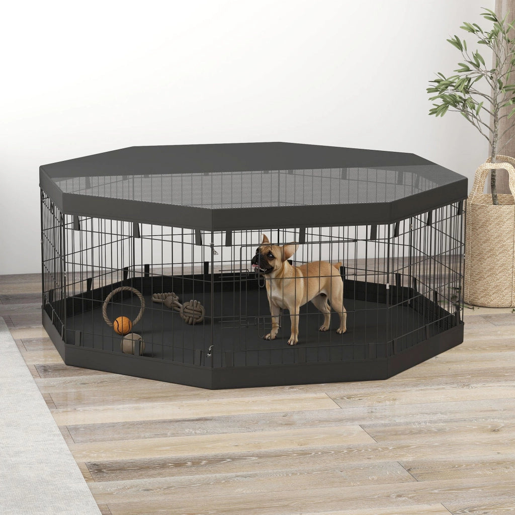 Recinto per cani 8 pannelli pieghevoli con porta ¨C zephmum ¨C nero 61x61 cm