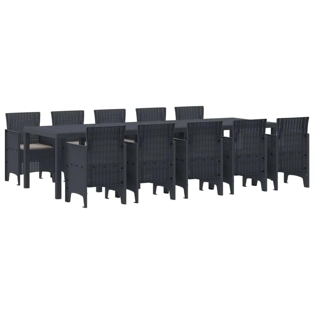 Set da Pranzo per Giardino 11 pcs Antracite Poly Rattan 3378753