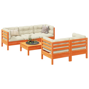 Set Divani Giardino 6pz con Cuscini Marrone Cera Massello Pino 3299294