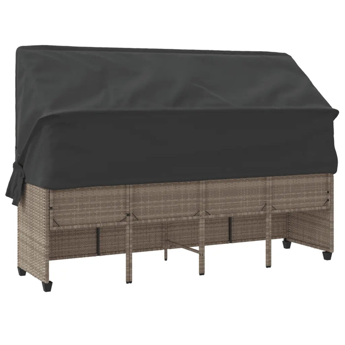 Lettino con Baldacchino e Cuscini Grigio Chiaro in Polyrattan 368340