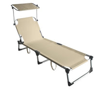 LETTINO ALLUMINIO PIEGHEVOLE XL C/PARASOLE BEIGE