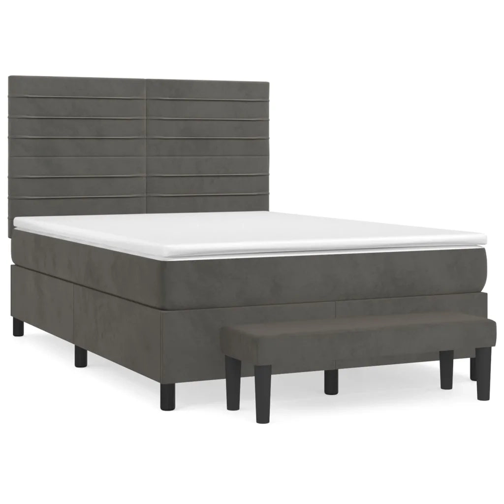 Giroletto a Molle con Materasso Grigio Scuro 140x190 cm Velluto 3137900