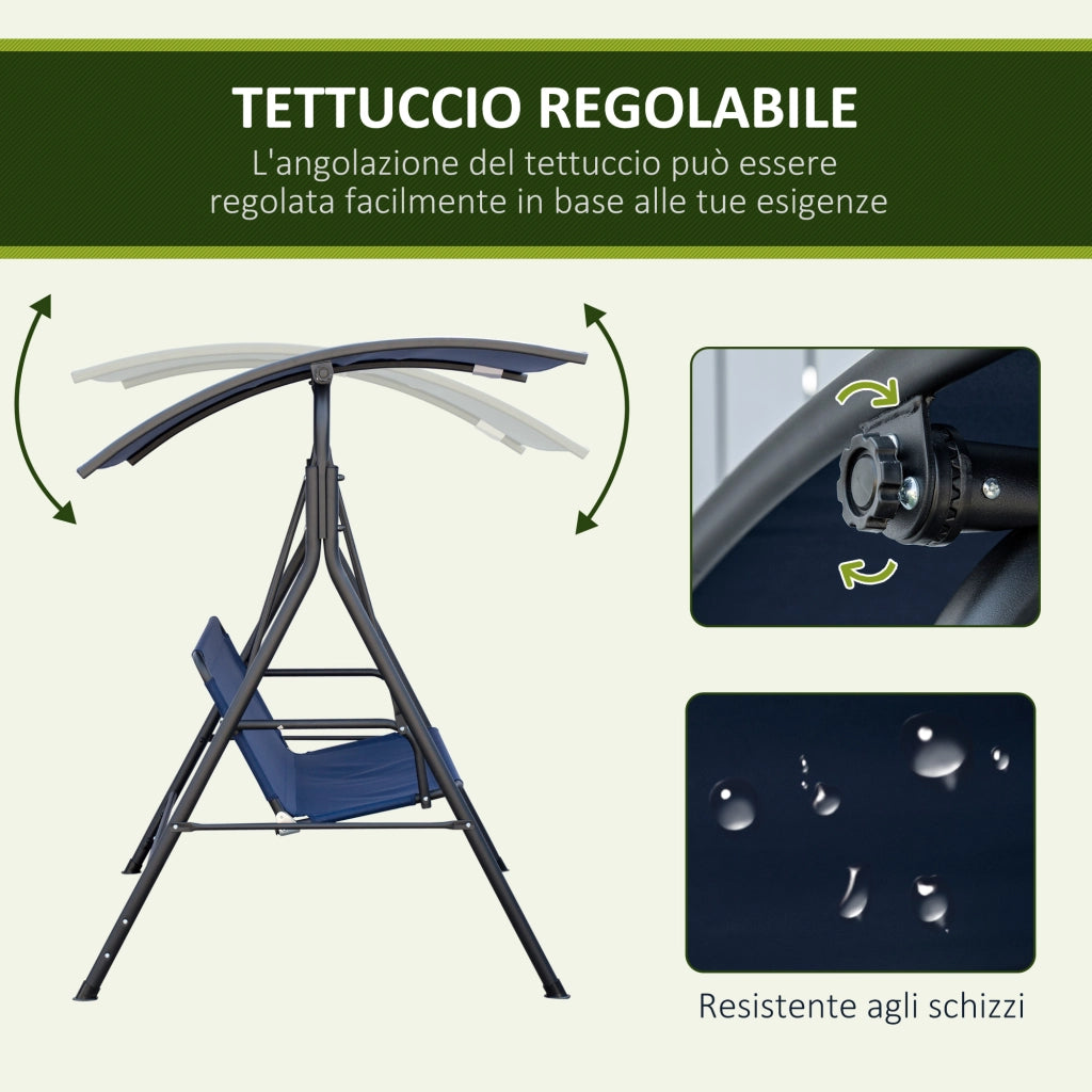 Dondolo da Giardino 3 Posti ¨C zephmum ¨C Tessuto Oxford, Blu Scuro