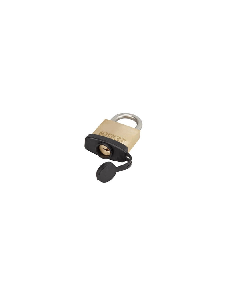 Lucchetto Mach 3 40mm arco acciaio inox, ottone, da esterno, anticorrosione, 3 chiavi, guscio pvc  - THIRARD