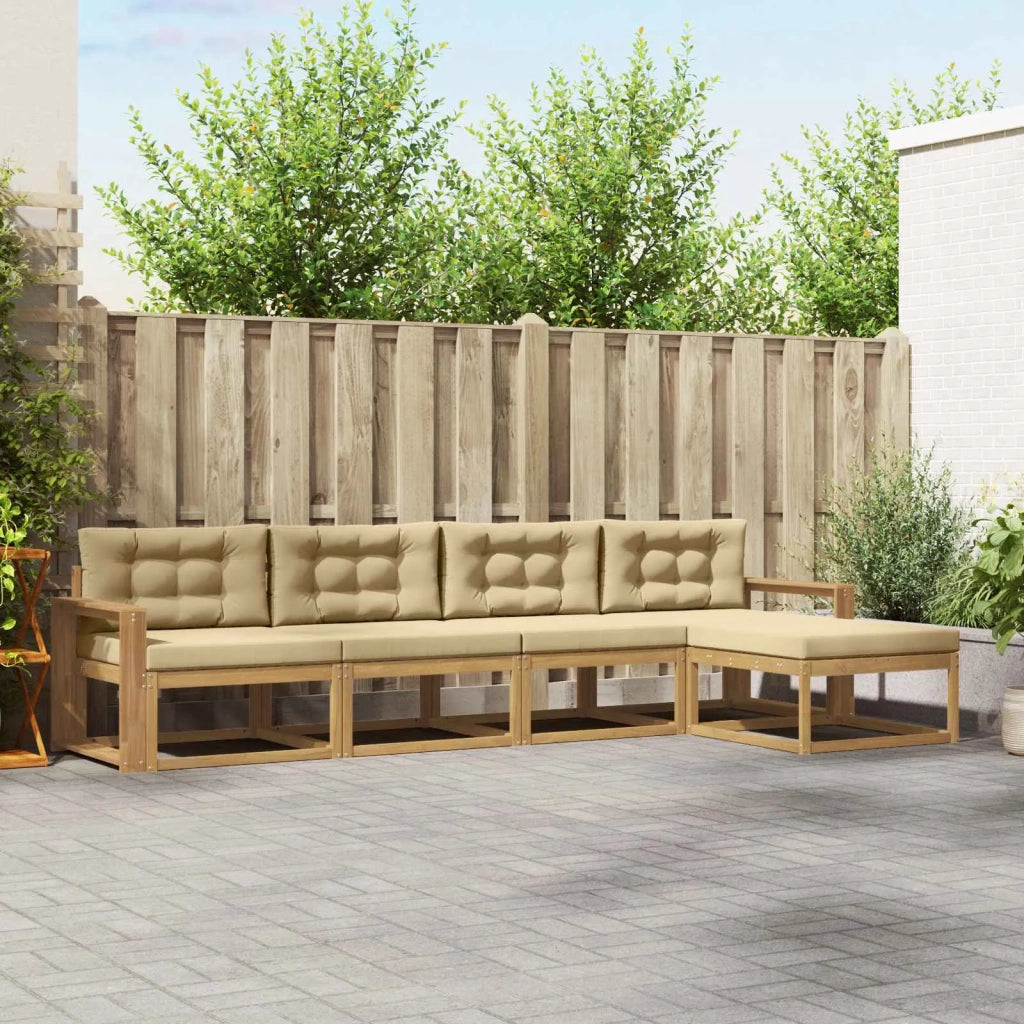 Set di divani da esterno 4 pcs Bianco e Beige Poliestere 3386312