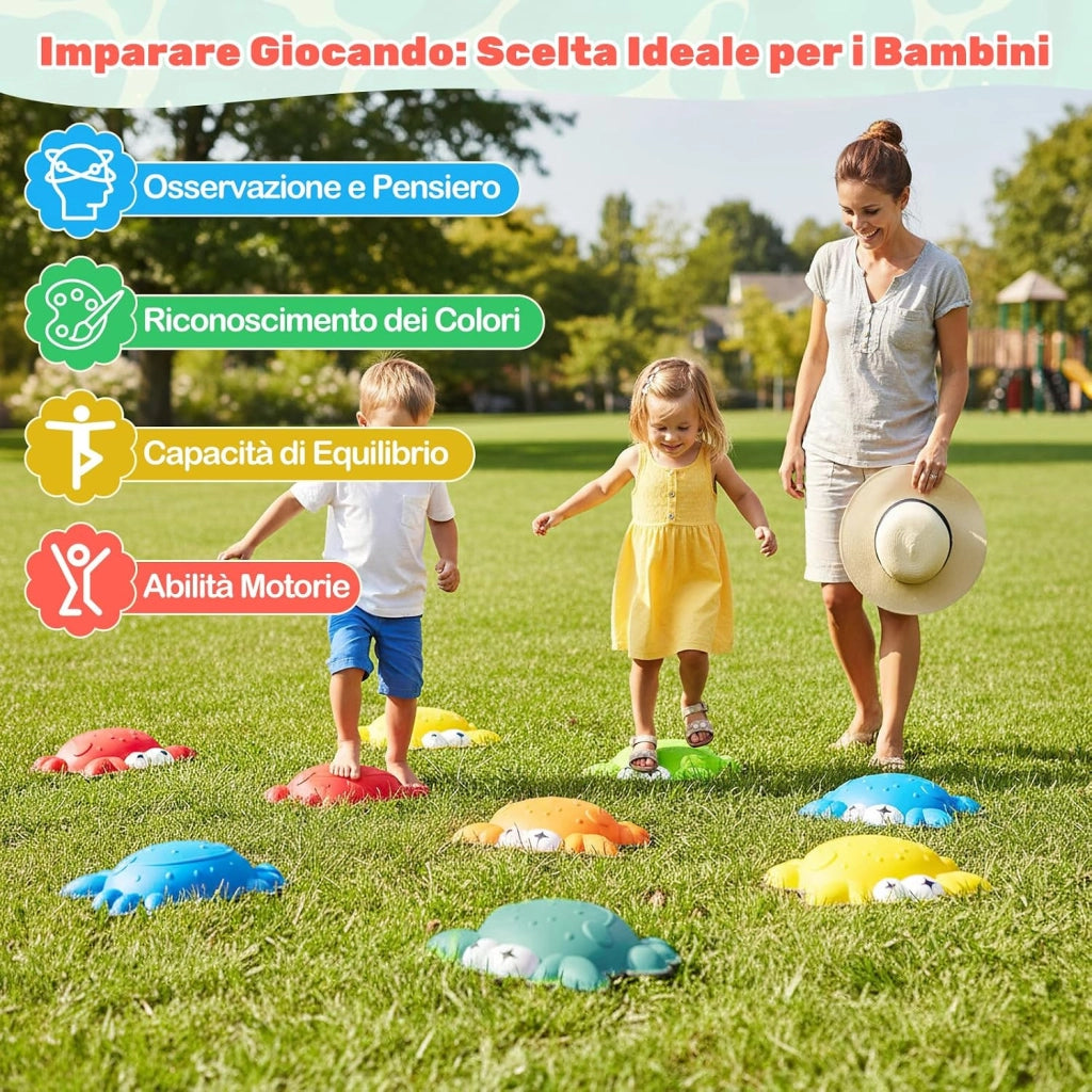 Pietre di Bilanciamento per Bambini, Pietre Equilibrio per Sviluppare Coordinazione, Attrezzatura da Gioco per Interni ed Esterni per Bambini da 3+ Anni