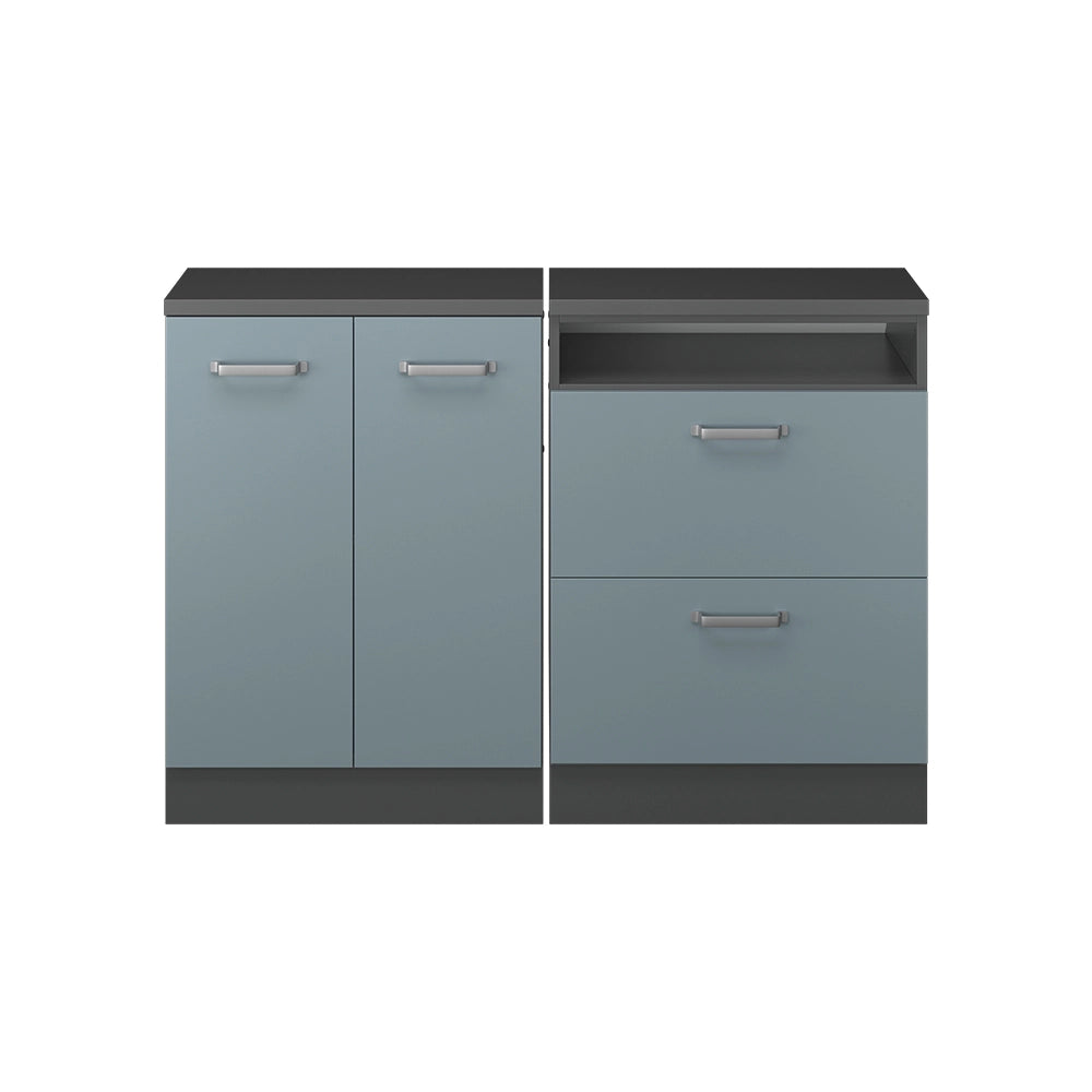 Set di mobili sottotetto Rion Grigio-blu/Antracite 120 cm Set di 2 carcasse armadio profondità 60 cm Vicco