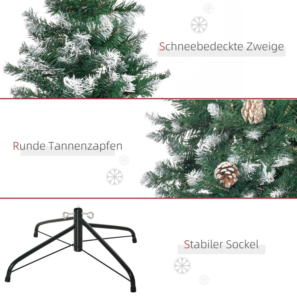 Albero di Natale Artificiale 180 cm ¨C zephmum ¨C Pino con 59 Pigne, Effetto Neve, 1111 Punte per Interni