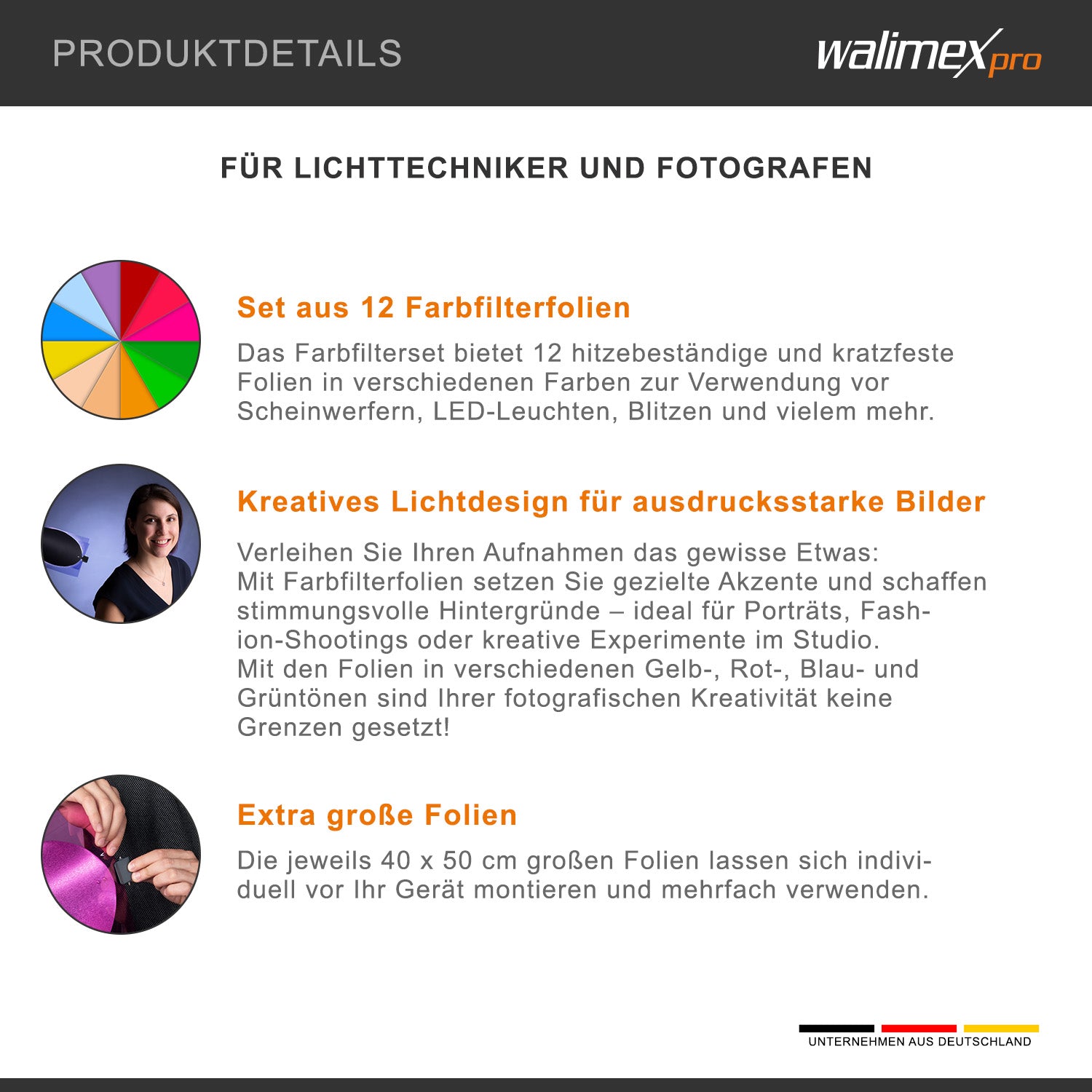 set di filtri colorati 12 pezzi, 40x50cm