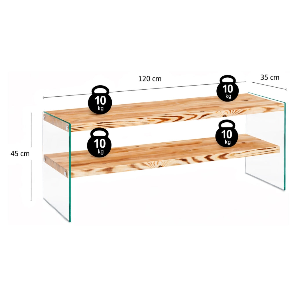 Cloz, Mobile Porta tv un Ripiano, 120x35x45h cm Marrone Rovere