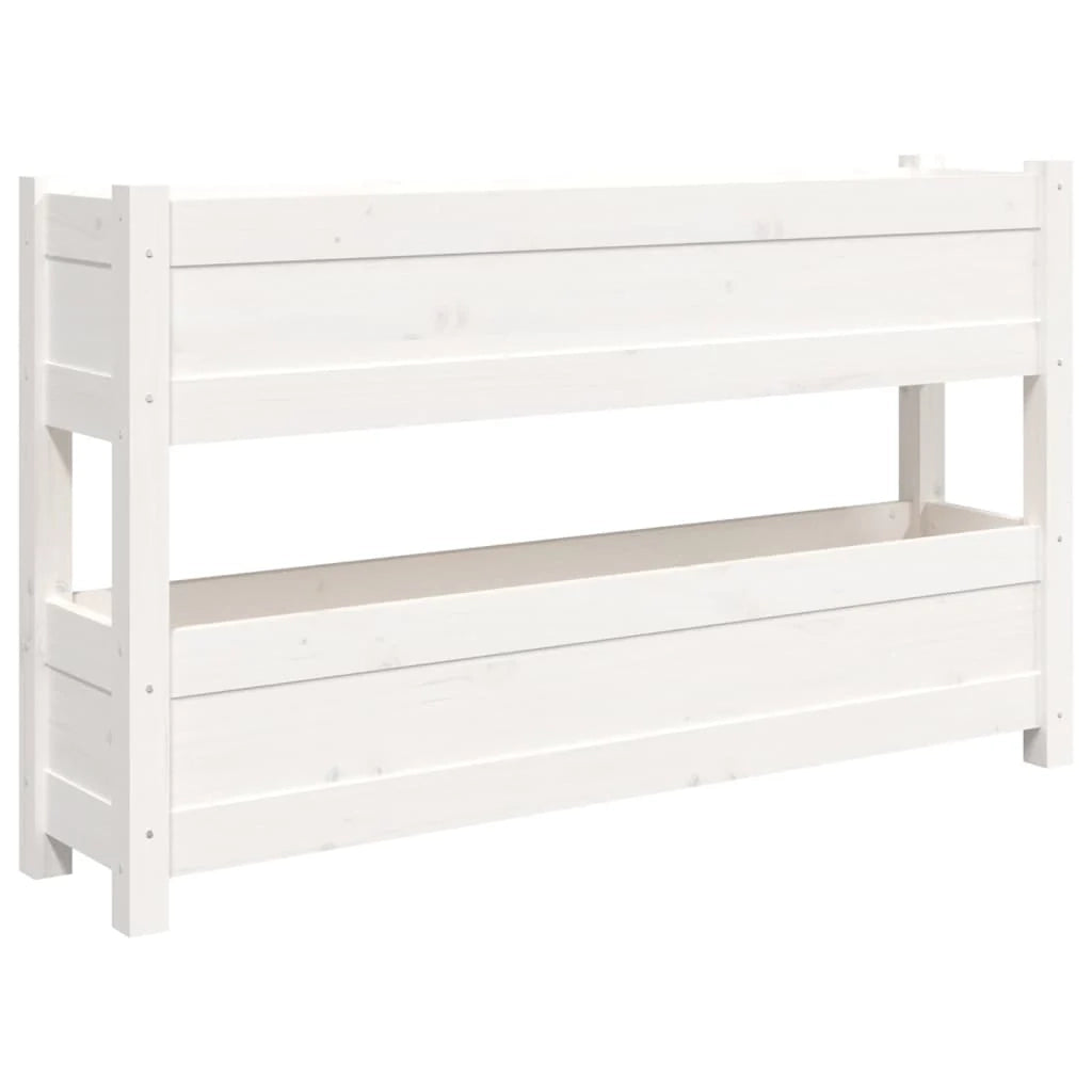 Fioriera rialzata per piante fiori terrazza giardino 112 x 25 x 66 cm legno massello di pino bianco 02_0037399