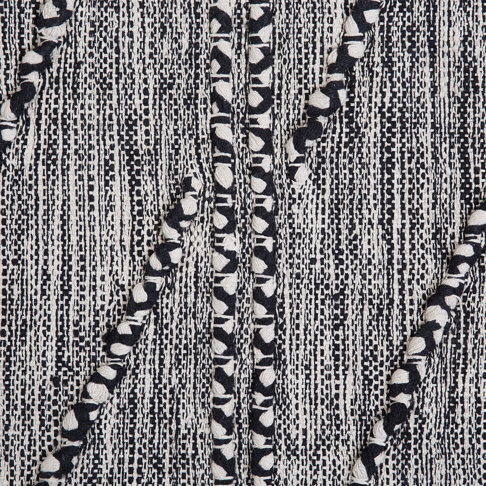Tappeto in cotone color Nero con Motivo Geometrico Bianco 80 x 150 cm stile rustico boho