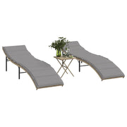 Lettini Prendisole 2 pz con Tavolino Beige in Polyrattan 368255