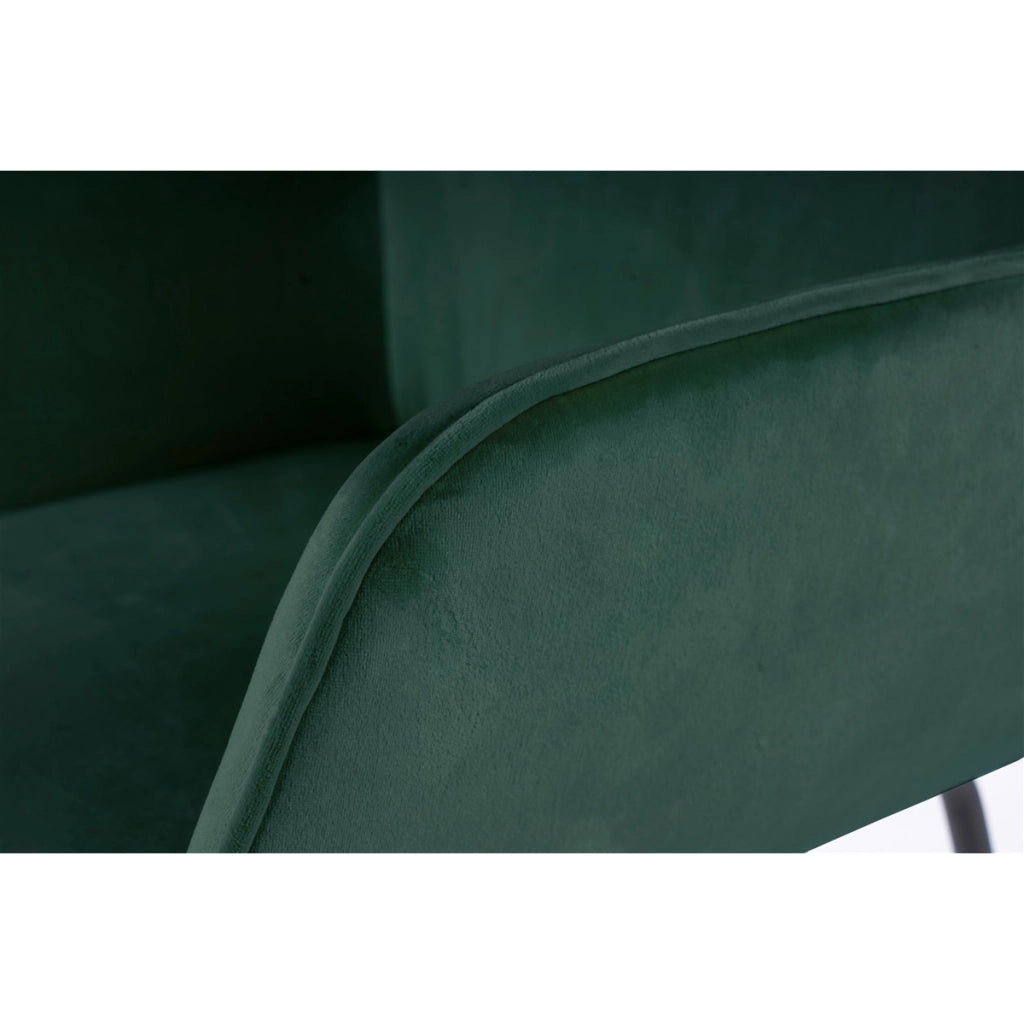 Sedia Eliot 100 con braccioli in velluto verde