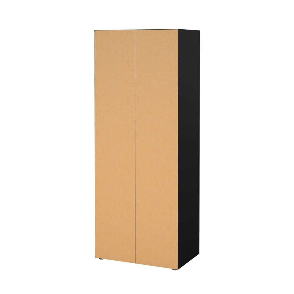 Armadio Camera da Letto Argor, Guardaroba 2 Ante Appendiabiti, 78.7x200.9h cm Nero