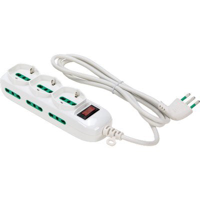 MULTIPRESA BIPASSO SCHUKO + TERMICO TRIAX FME - BIANCO POSTI 9 2P+T 16A NÂ°XMMQ 3X0,75 MT 1,5- 2 pezzi