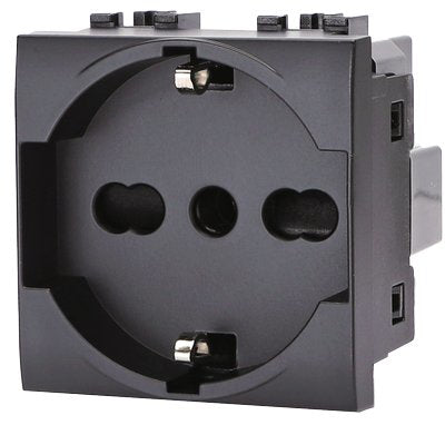 PRESA SCHUKO + SICUREZZA ABL - NERO VOLT 250 A 10/16 2P+T- 8 pezzi