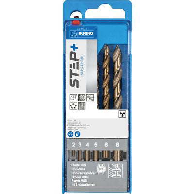 PUNTA TRAPANO HSS-G STEP+ 01401 ASTUCCIO KRINO - MM 2,0/8,0 CF=PZ 6- 1 confezioni