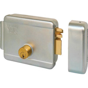 SERRATURA CANCELLO APPLICARE ELETTRICA 680 YALE - ZINC C.TONDO FISSO+SCR+TETT E.MM 70 SX- 1 pezzi