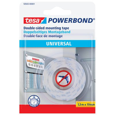 NASTRO BIADESIVO UNIVERSALE POWERBOND 58565 TESA - MM 19 ML 1,5- 12 pezzi