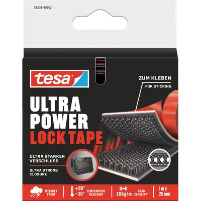VELCRO ADESIVO ULTRA POWER LOCK TAPE 55233 TESA - NERO MM 25 ML 1- 2 pezzi