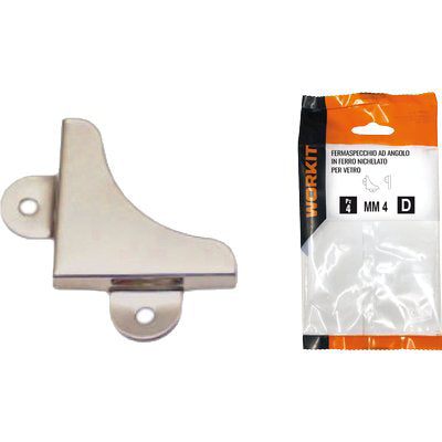 FERMASPECCHIO AD ANGOLO SELF WORKIT - FERRO NICHELATO VETRO MM 8 CF=PZ 4- 5 confezioni