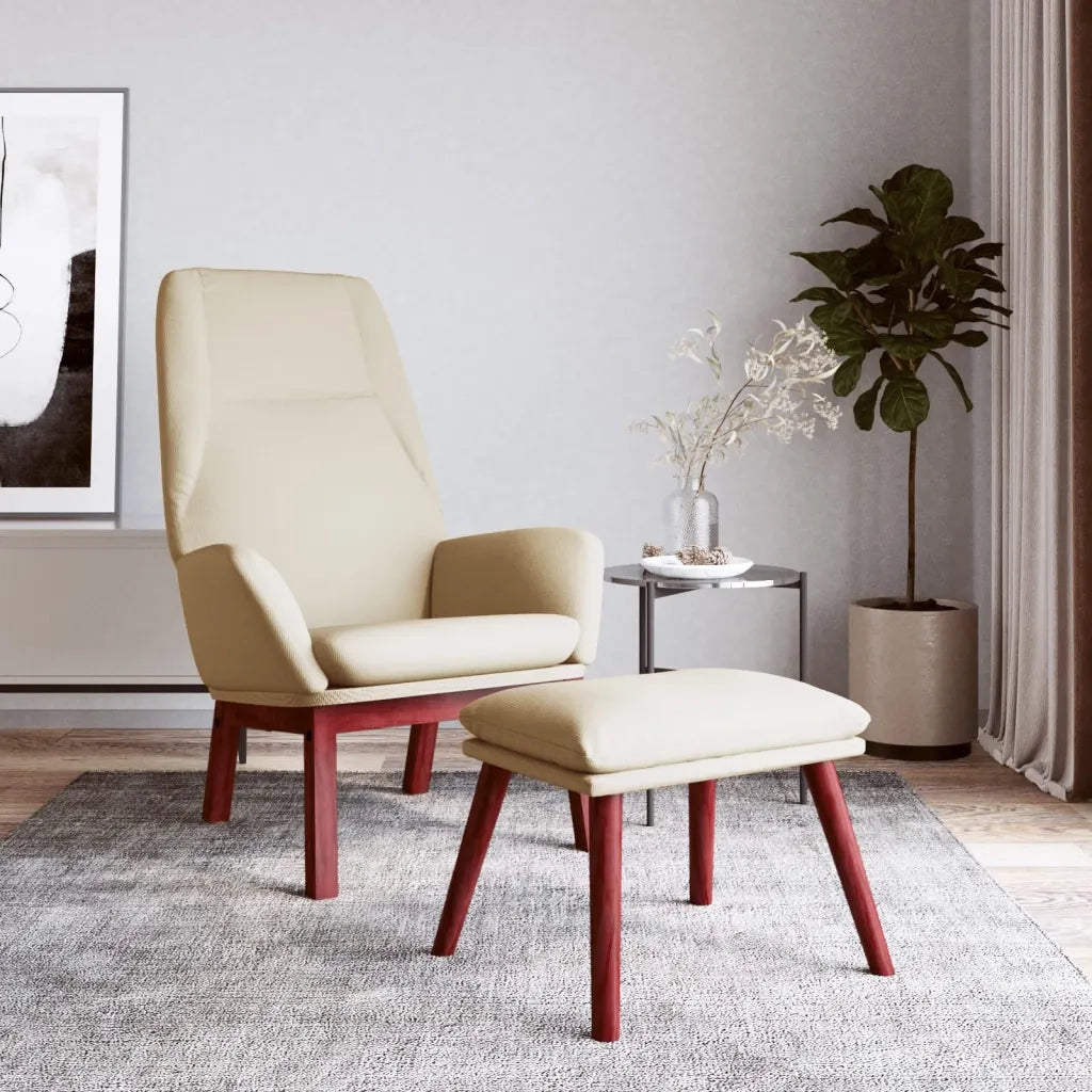 Poltrona Relax con Poggiapiedi Crema in Tessuto cod mxl 32704