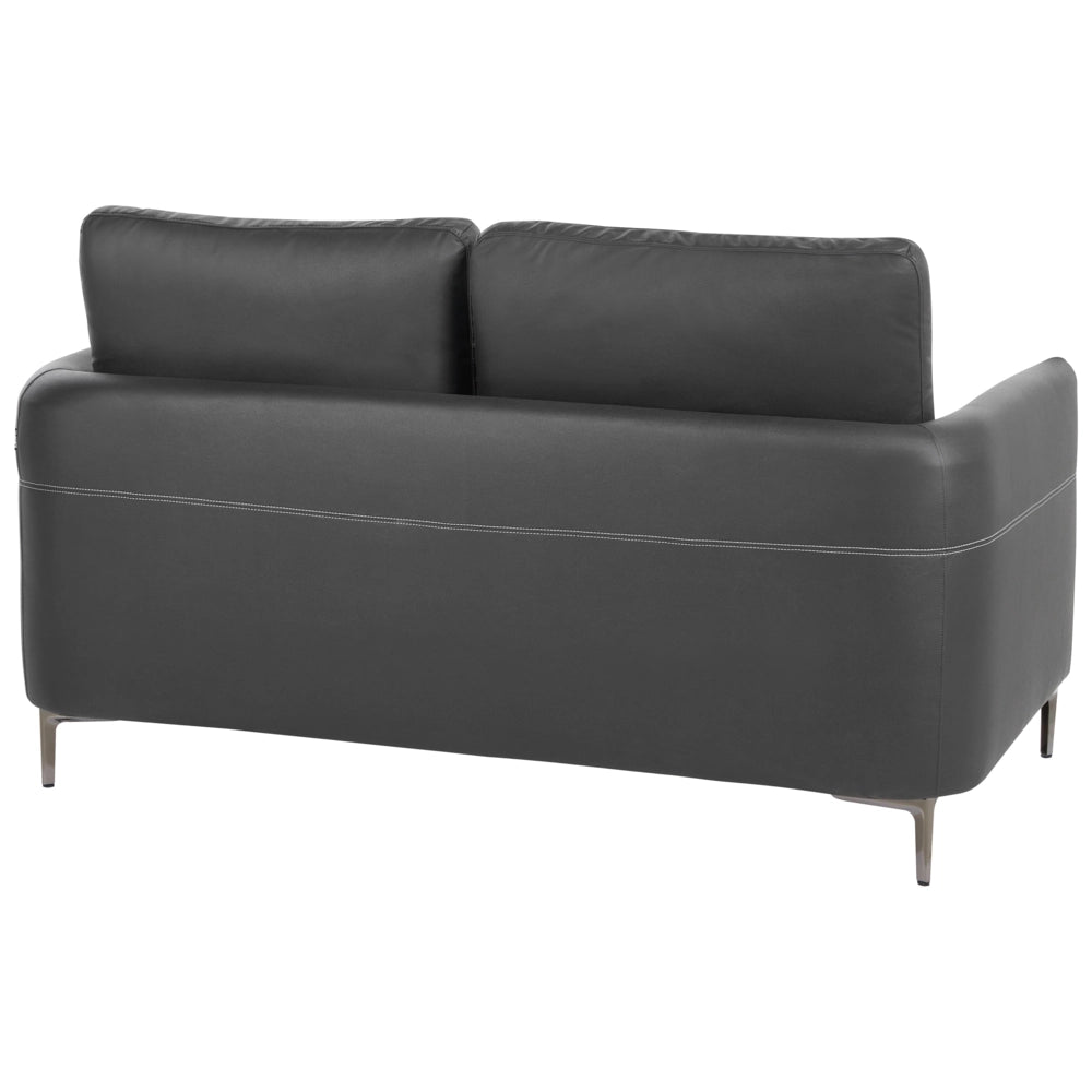 Divano a 2 posti in tessuto nero, stile moderno, con gambe in metallo, minimalista