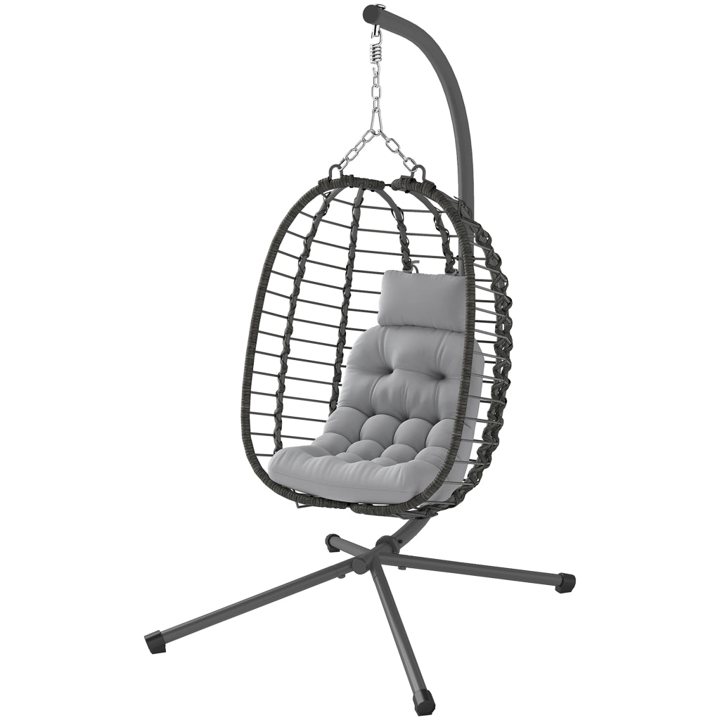Poltrona a dondolo sospesa ¨C zephmum ¨C grigio, tessuto, imbottita, con cuscino