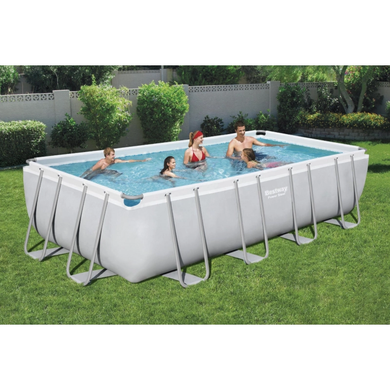 Piscina fuori terra rettangolare con telaio in acciaio e filtro a sabbia, 549x274x122 cm con scaletta e copertura capacità 15897 L - Bestway