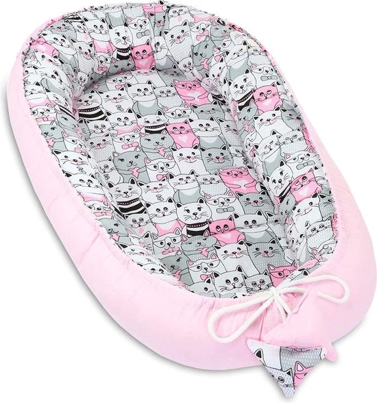 Nido per neonati 90x50 cm - Nido morbido per neonati con tessuto di cotone colore rosa