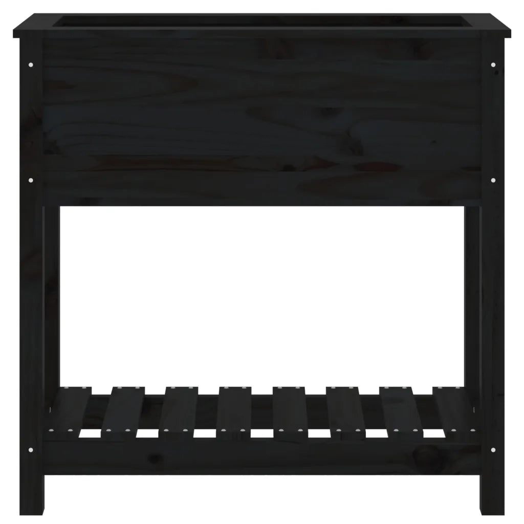 Fioriera | Cassetta per fiori | Vaso con Mensola Nera 82,5x34,5x81cm Legno Massello di Pino