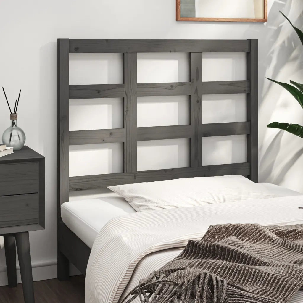 Testiera per Letto Grigia 105,5x4x100 cm Legno Massello di Pino 817877