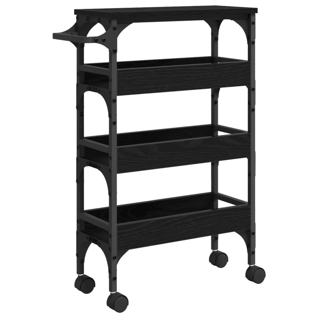 Carrello da Cucina Rovere Nero 53 x 20 x 76 cm
