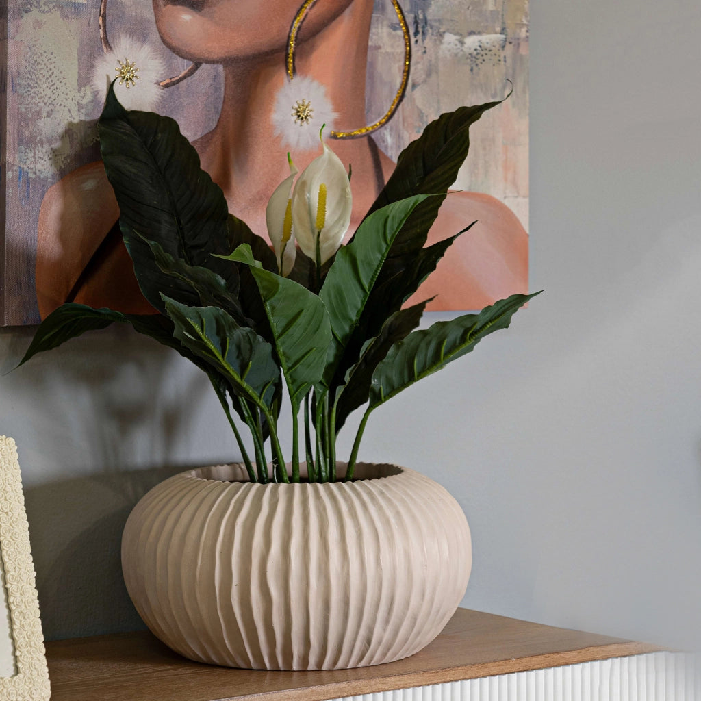 Arvid, Vaso Finitura Scanalata, Bianco Crema