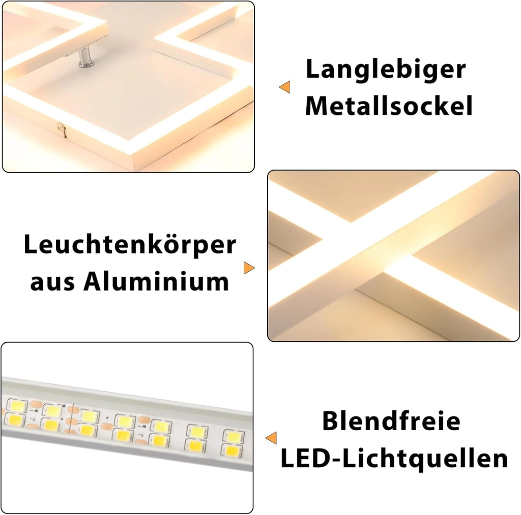 ZMH Lampada da soffitto plafoniera LED moderna bianca 3000-6500K per soggiorno cucina ufficio
