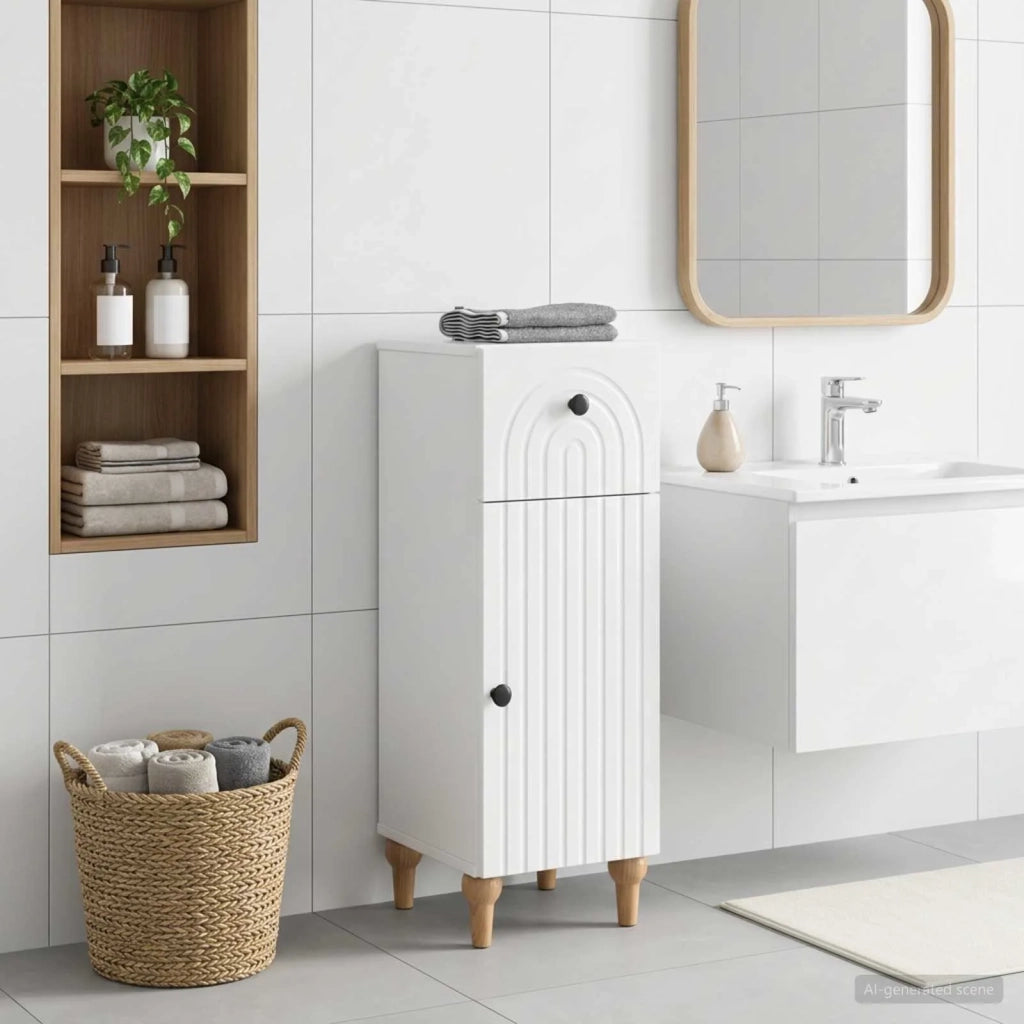 Mobiletto da Bagno ALKMAAR Bianco Lucido 30 x 31 x 80 cm 896169