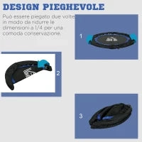 Mini Trampolino Fitness Ø102 cm Pieghevole con Manubrio Regolabile in Altezza, Blu