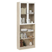 Libreria Chedeng, Scaffale da ufficio, Mobile portalibri, Biblioteca, 79x28 h203 cm, Quercia e Bianco