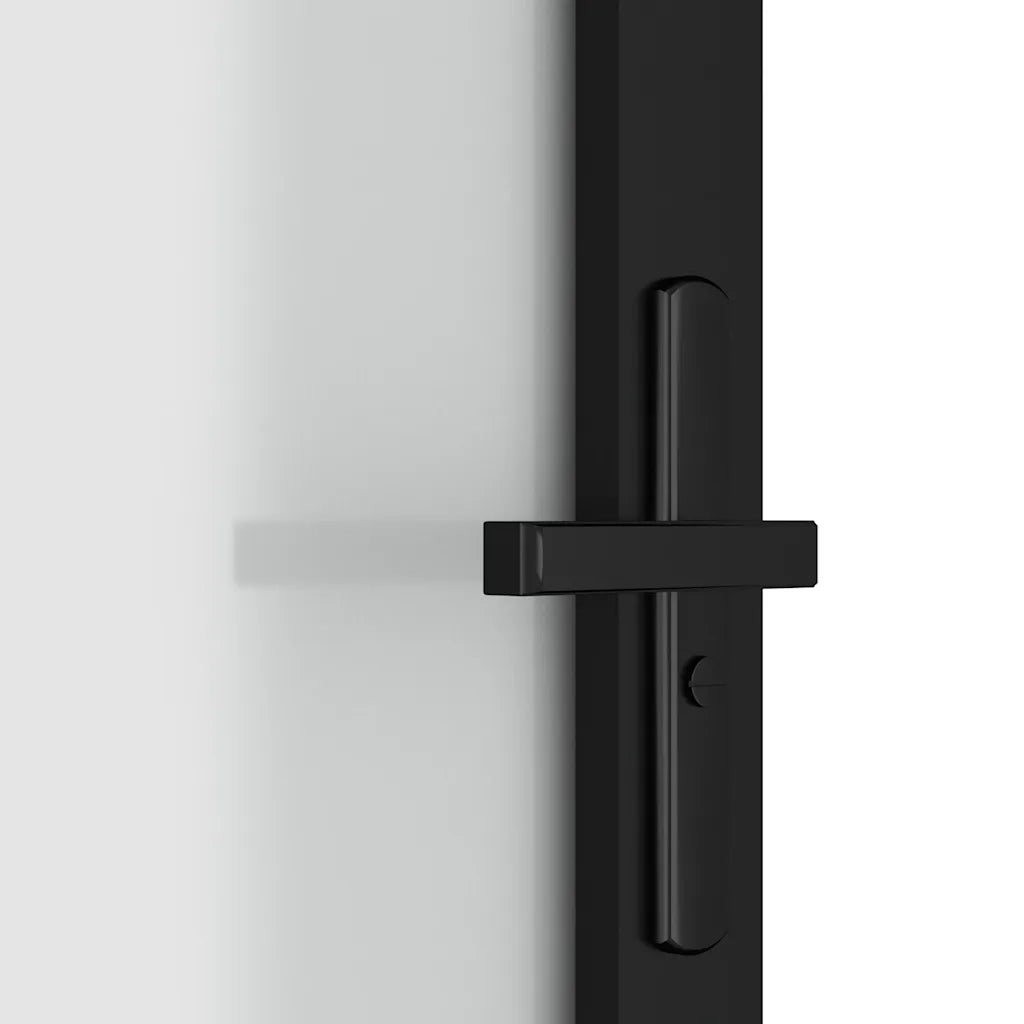 Porta Interna 76x201,5 cm Nero Opaco Vetro e Alluminio 350552
