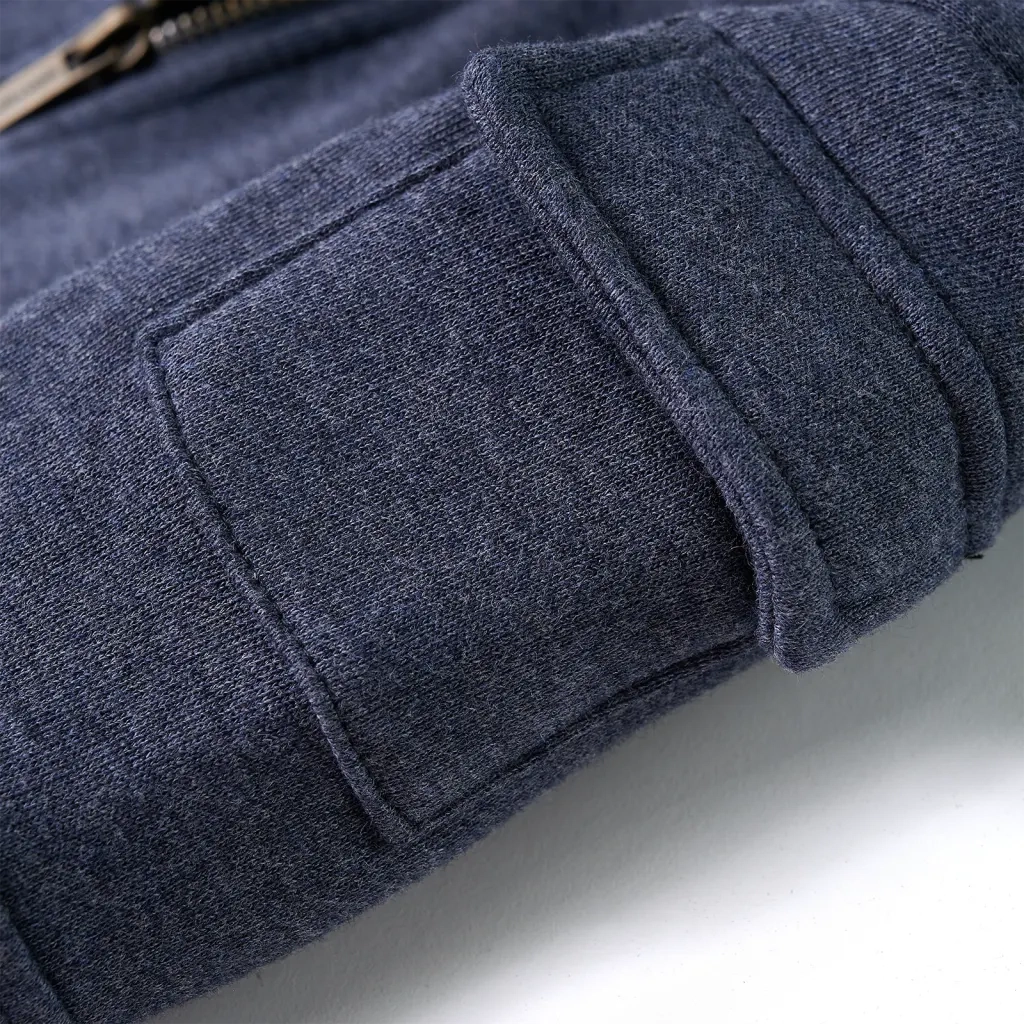 Felpa con Cappuccio e Cerniera per Bambini Blu Scuro M¨¦lange 128