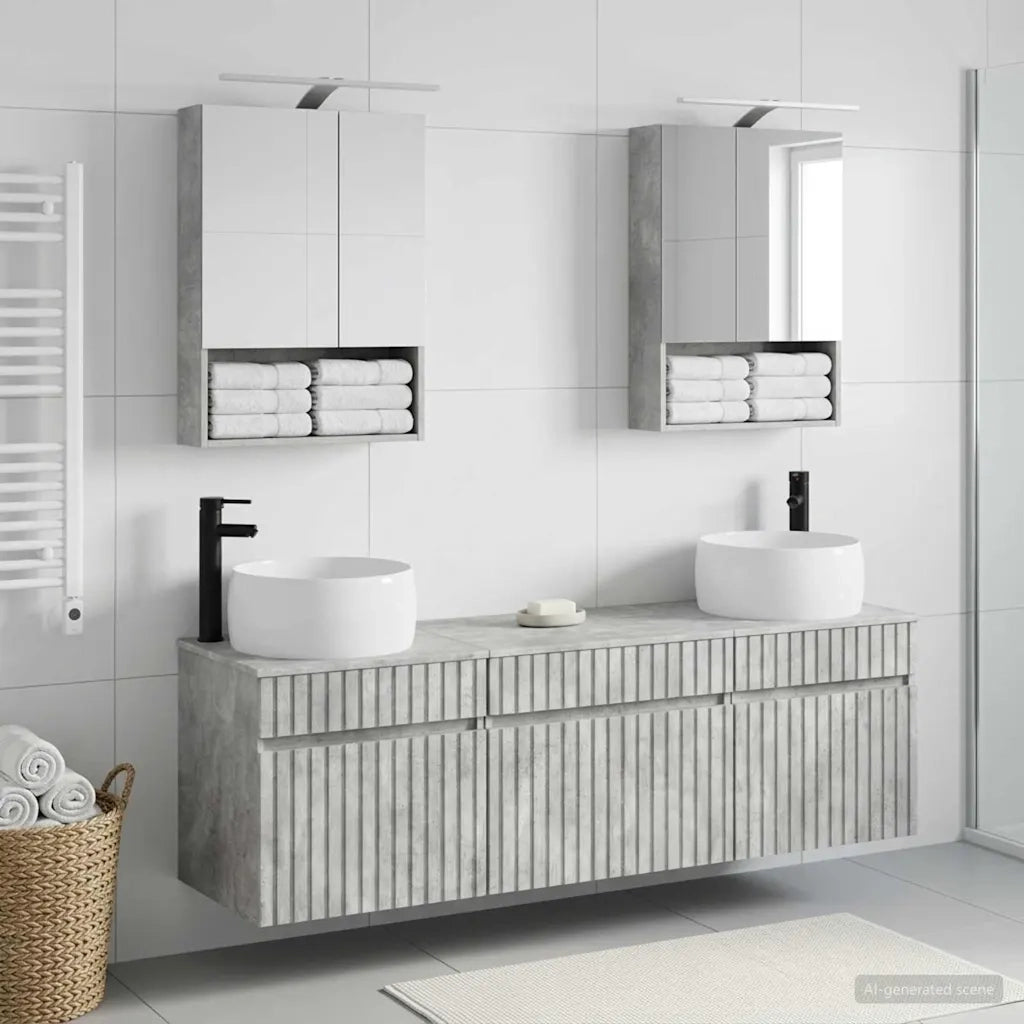 Set di Armadi da Bagno 5 pcs Grigio Cemento 50 x 14,5 x 70 cm 3406642