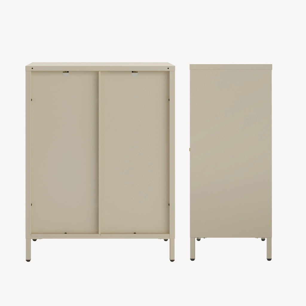 Credenza Säkylä Comò con Ante in Vetro Scanalato 84x64x35 cm Color Cammello [en.casa]