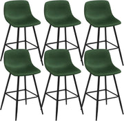 Set di 6 Sgabelli Alto da Bar, Sgabello da Cucina Moderno, Sedia da Bar con Poggiapiedi, Sgabello con Schienale, per Bistrot, Pub, Caffetteria, in Velluto e Metallo, Verde scuro, 1089BY-6