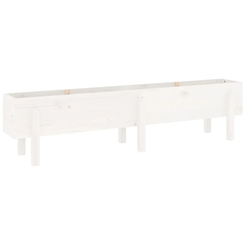 Fioriera | Cassetta per fiori | Vaso Rialzata da Giardino Bianca 160x30x38 cm Massello Pino