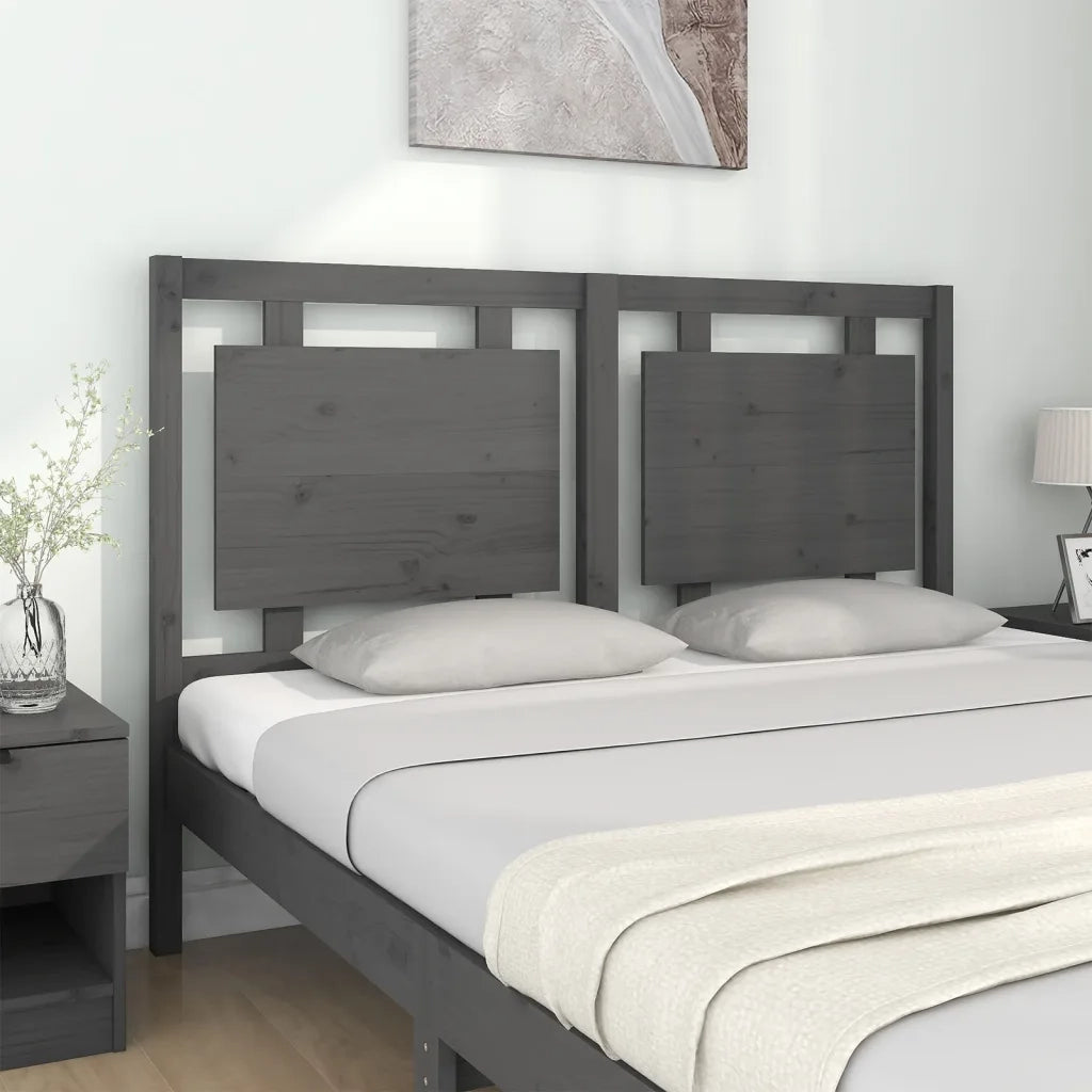 Testiera per Letto Grigia 145,5x4x100 cm Legno Massello di Pino 817942