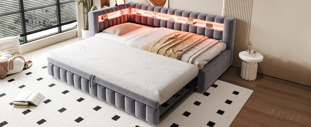 letto imbottito velluto grigio scuro 102 x 211.5 cm