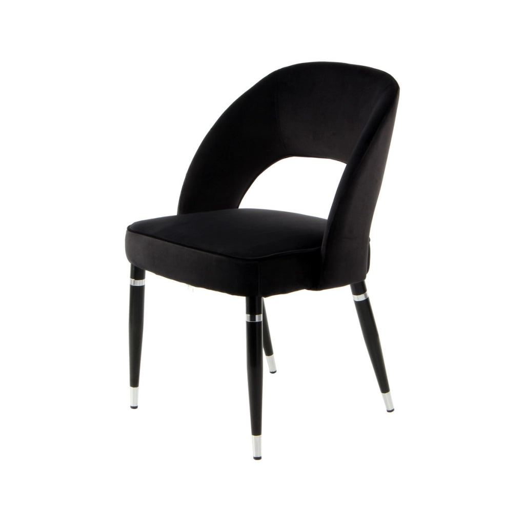 Set di 2 sedie Courtney 500 in velluto nero e argento