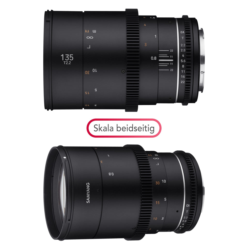 MF 135mm T2,2 VDSLR MK2 Canon EF - Obiettivo video Cine full frame teleobiettivo a focale fissa per fotocamere Canon EF EF-S, messa a fuoco manuale, per EOS 5D Mark IV, 6D Mark II, 90D, 77D