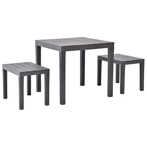 Progarden 8009271090743 Papua Set da Giardino con Tavolo e 2 Panche in Polipropilene Resistente agli Agenti Atmosferici e ai Raghi UV colore Bianco